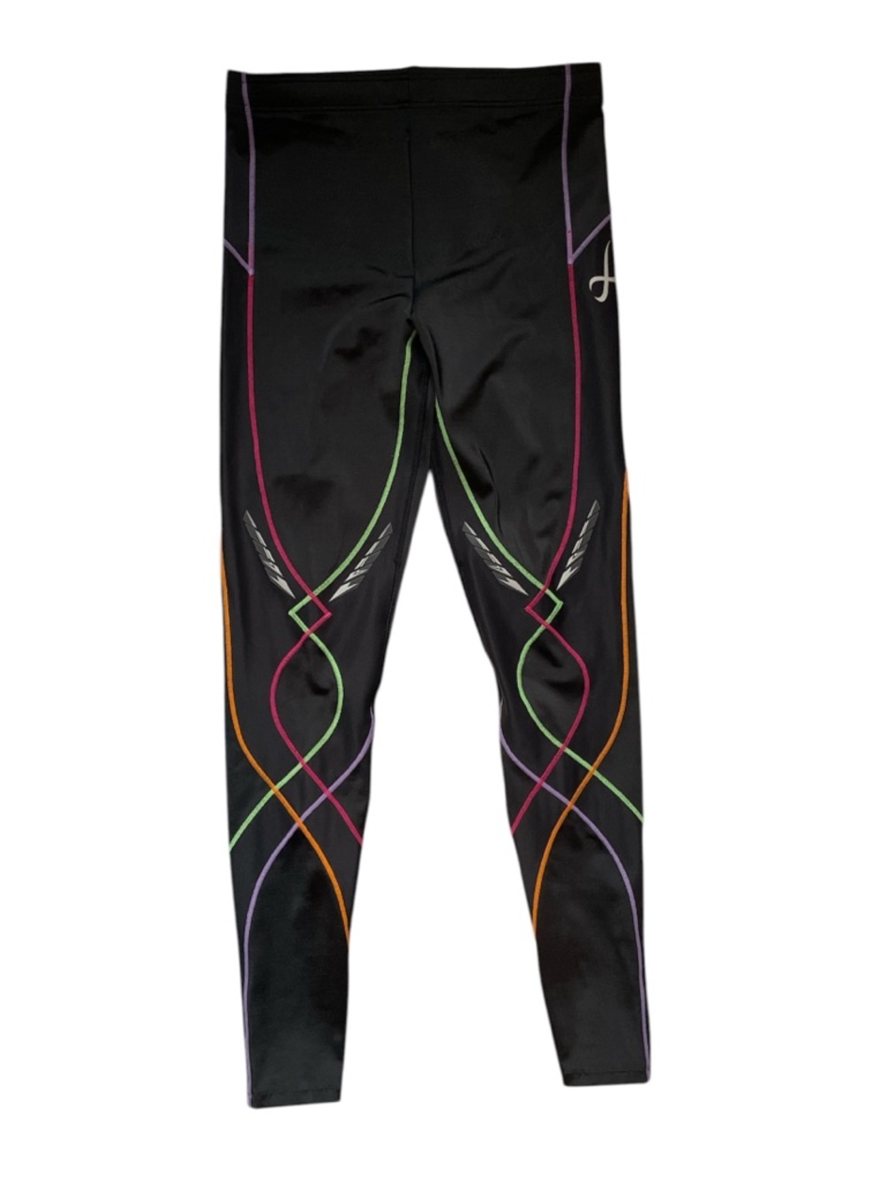 CW-X Compression Tights Womens Large Black Full Length Athletic Leggings EUC